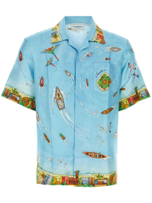 Printed silk twill shirt