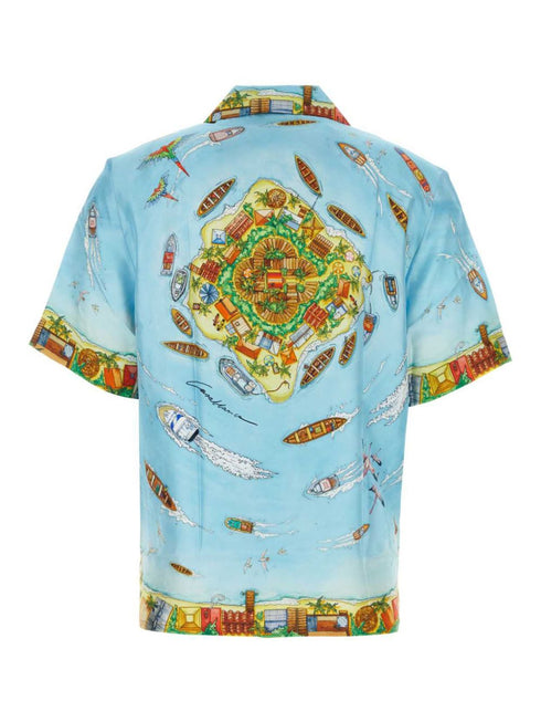 Printed silk twill shirt