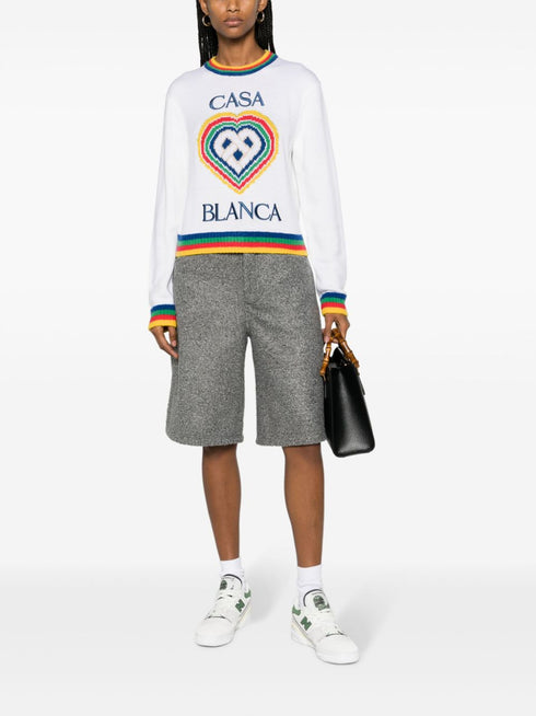 Heart logo-intarsia bouclé jumper