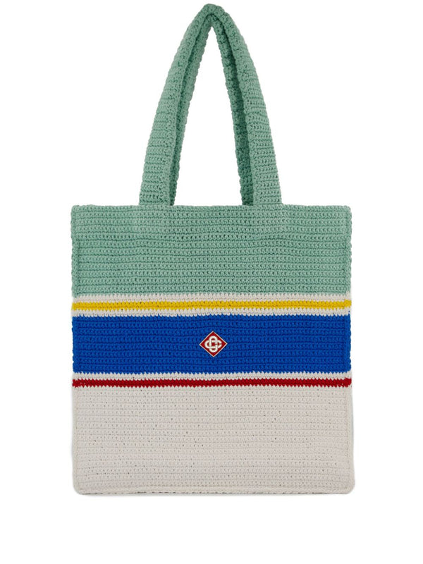 crochet-knit tote bag
