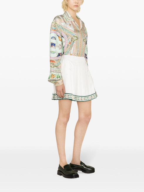 Laurel pleated silk miniskirt