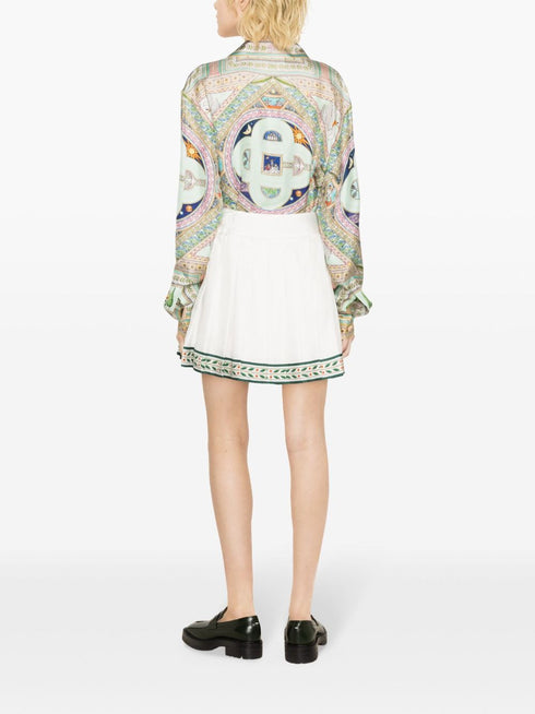 Laurel pleated silk miniskirt