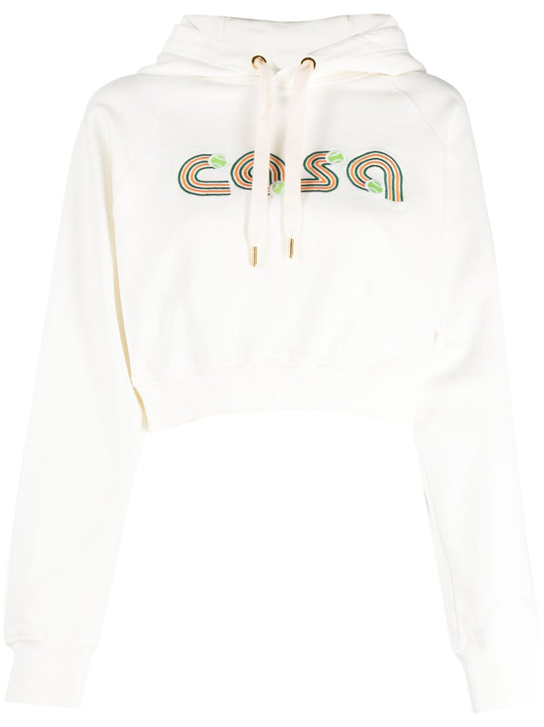 bluza z kapturem i ściągaczem z haftowanym logo