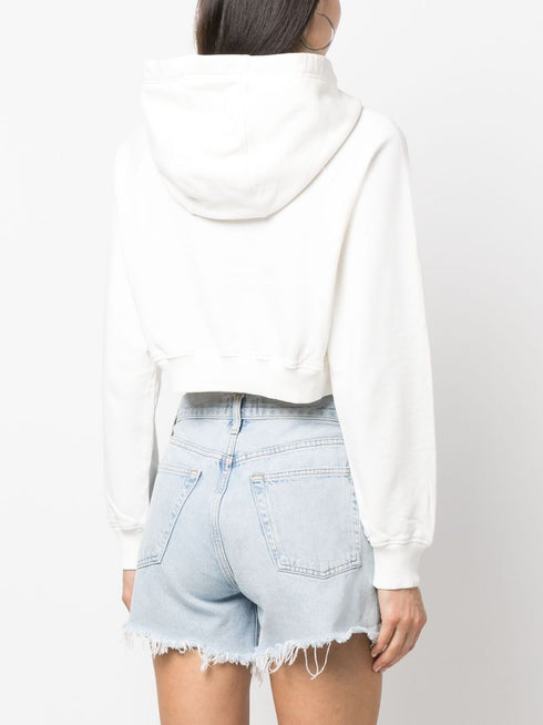 bluza z kapturem i ściągaczem z haftowanym logo