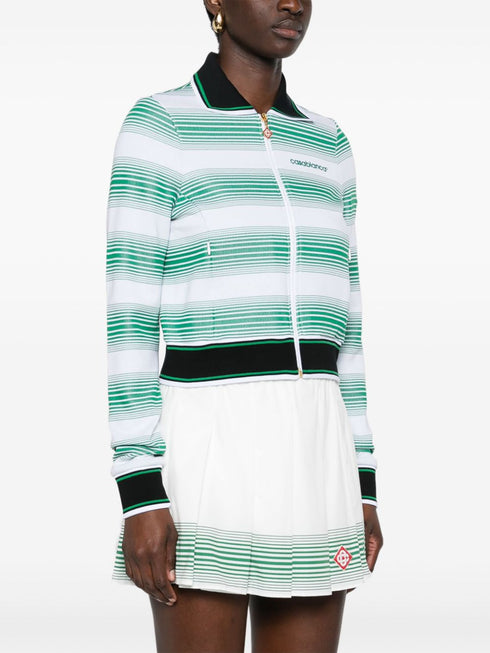 logo-embroidered striped sweatshirt