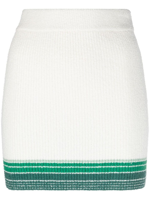 striped ribbed-knit skirt