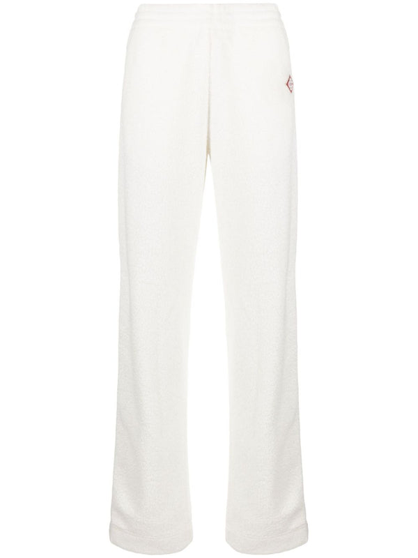 logo-patch side-stripe fleece track pants