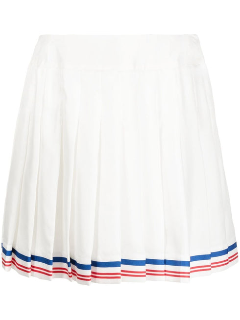 pleated striped-border skirt