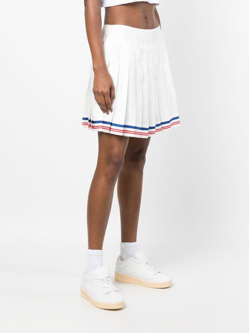 pleated striped-border skirt