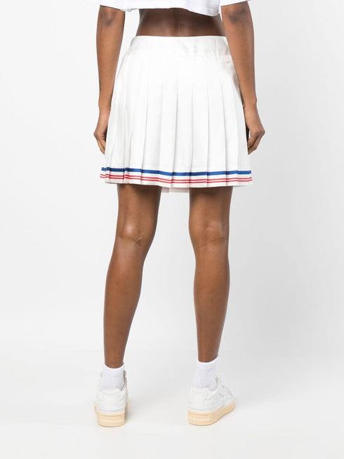 pleated striped-border skirt