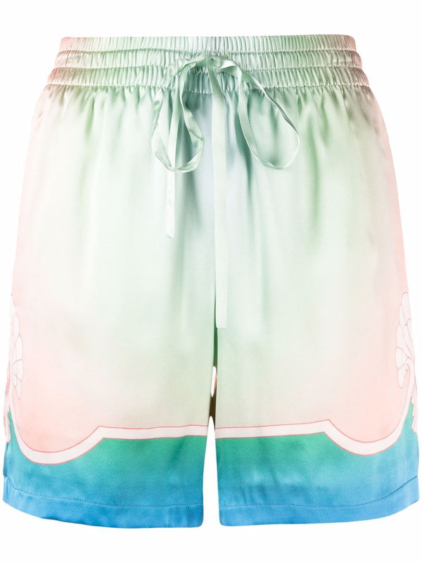 tie-dye drawstring silk shorts