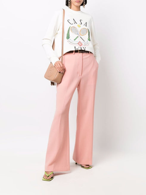 high-waisted merino flared trousers