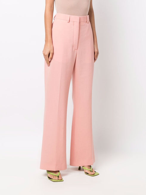 high-waisted merino flared trousers