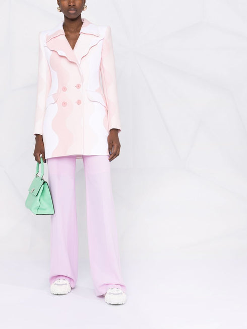 wave-patteern double-breasted blazer