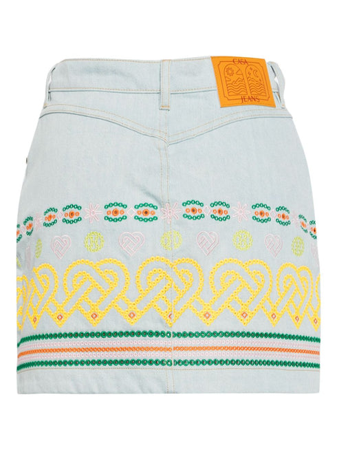 embroidered cotton mini skirt