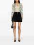 box-pleat detail jacquard velvet miniskirt