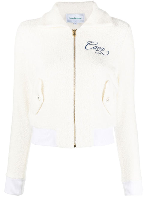 embroidered-logo zip-fastening jacket