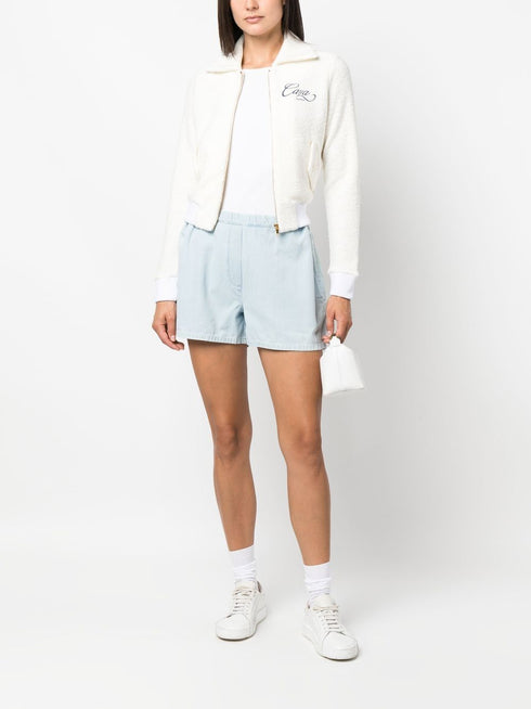 embroidered-logo zip-fastening jacket