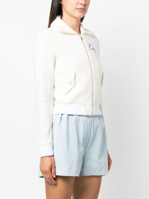 embroidered-logo zip-fastening jacket