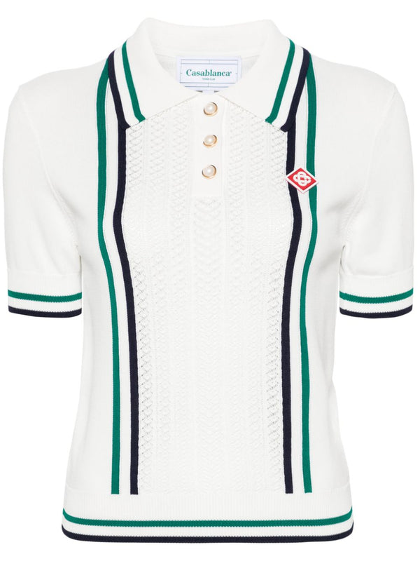 Tennis stripe-detail polo top