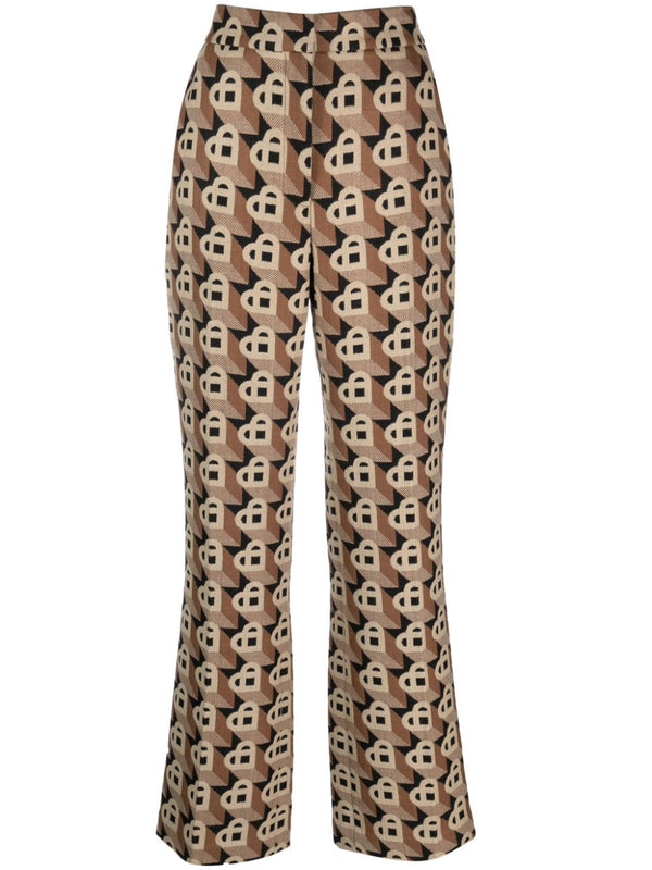 Heart-jacquard virgin-wool trousers