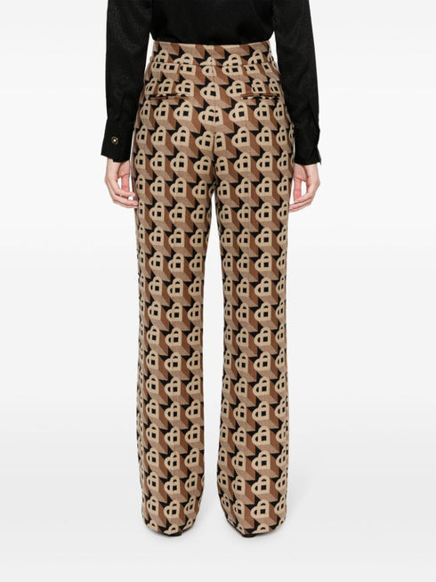 Heart-jacquard virgin-wool trousers