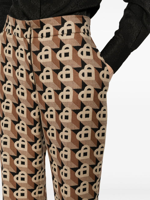Heart-jacquard virgin-wool trousers