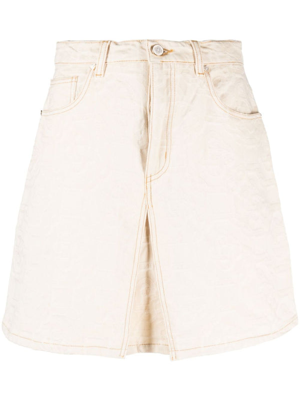 spódnica jeansowa z monogramem i żakardem