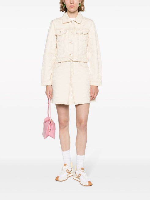 monogram-jacquard denim skirt