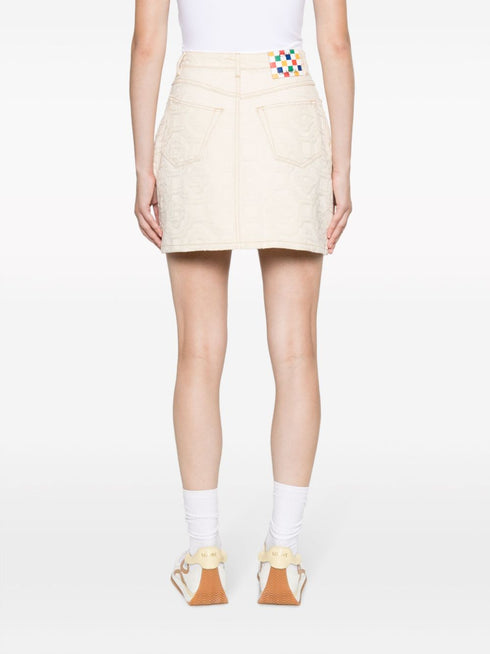 monogram-jacquard denim skirt