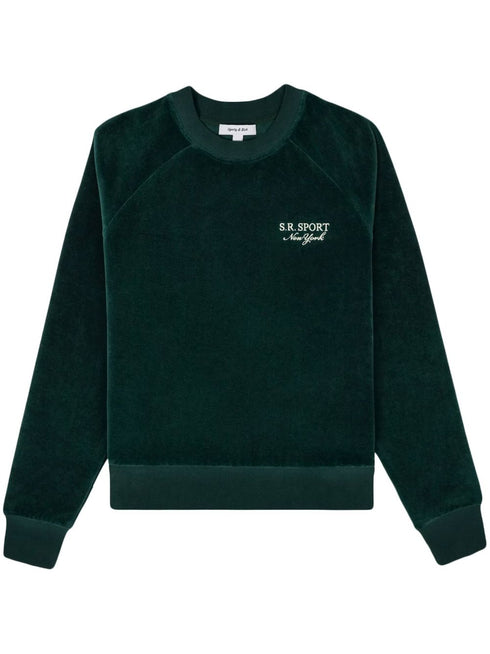 logo-embroidered velour sweatshirt