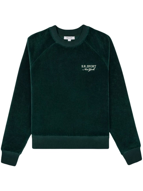 logo-embroidered velour sweatshirt