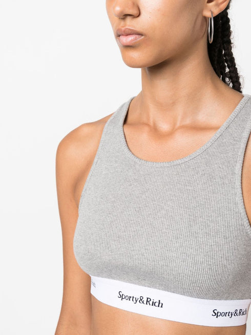 logo-underband ribbed sports bra