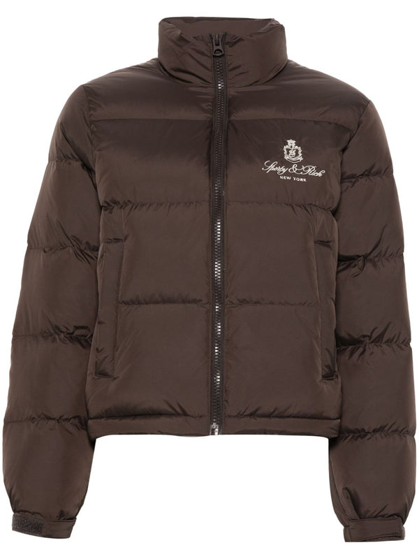 logo-embroidered quilted jacket