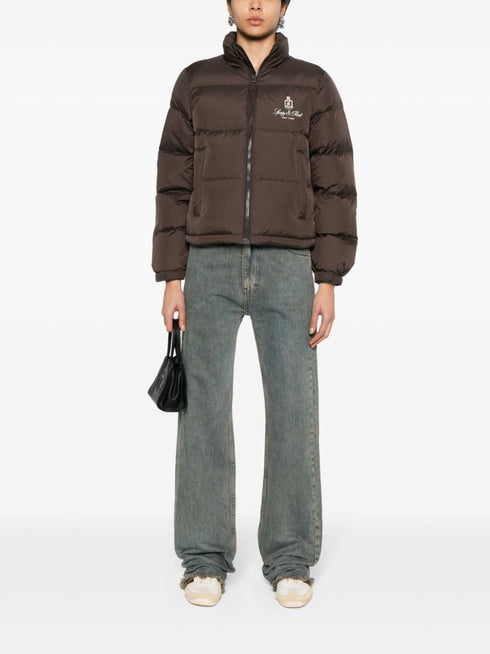 logo-embroidered quilted jacket