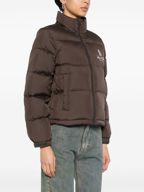 logo-embroidered quilted jacket