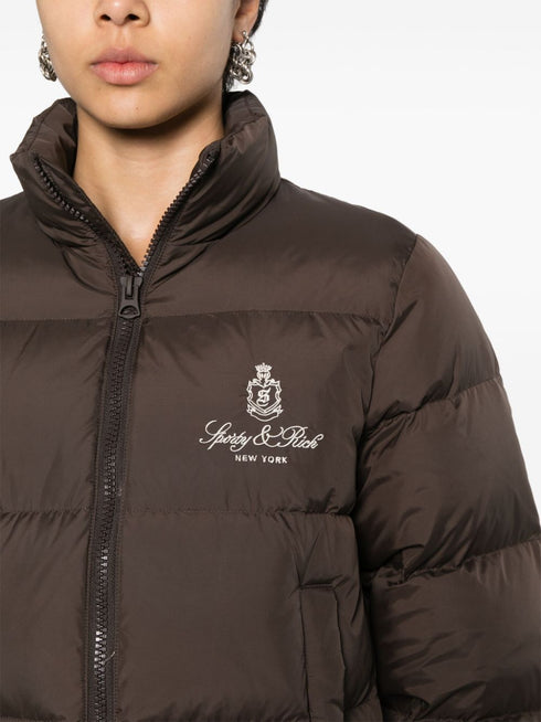 logo-embroidered quilted jacket