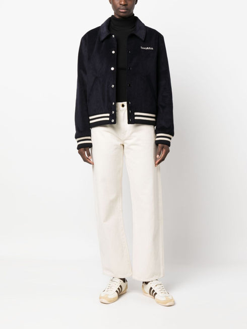 embroidered-logo bomber jacket