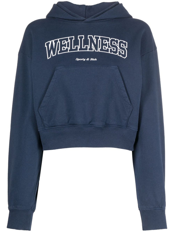 logo-print cropped cotton hoodie