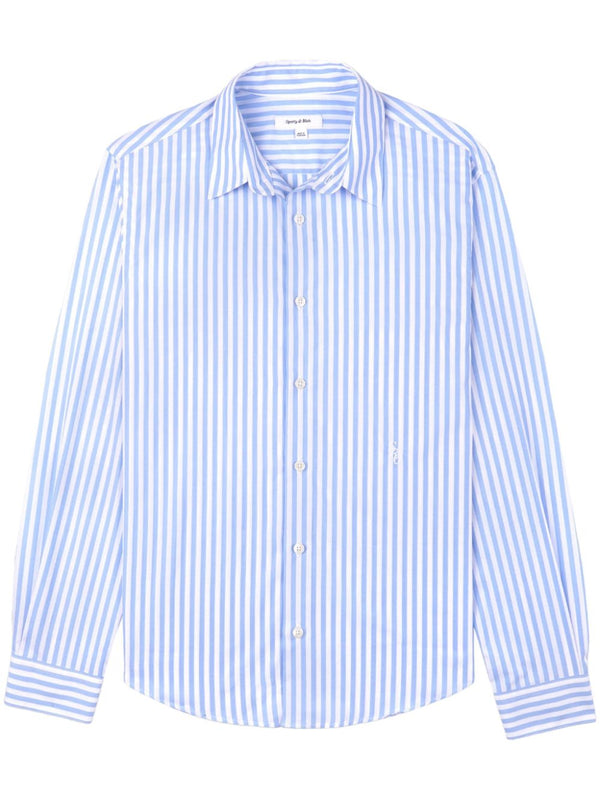 logo-embroidered striped shirt