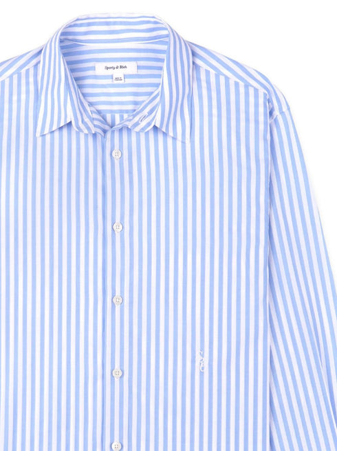 logo-embroidered striped shirt
