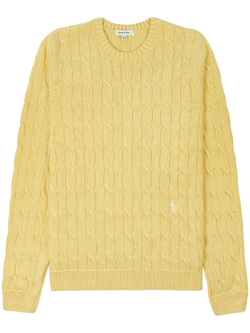 logo-embroidered cable-knit jumper