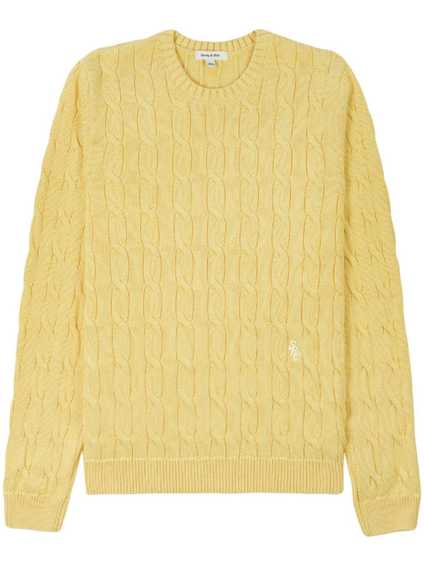 logo-embroidered cable-knit jumper