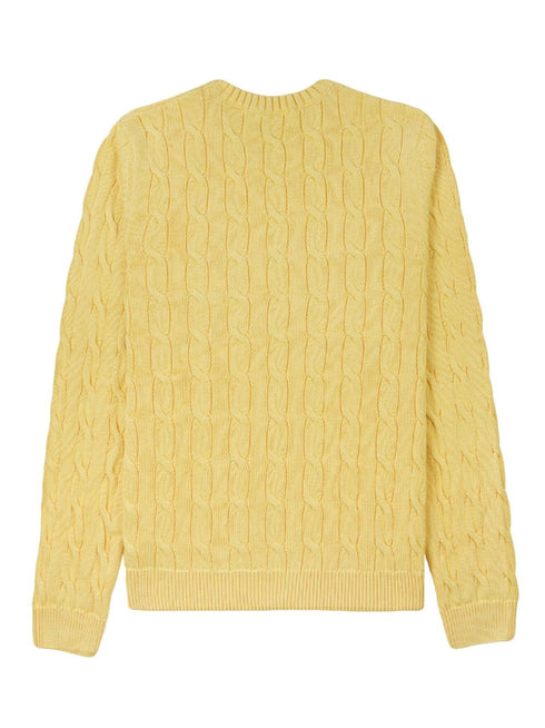 logo-embroidered cable-knit jumper