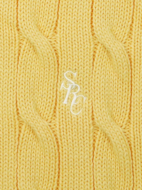 logo-embroidered cable-knit jumper