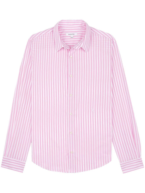 logo-embroidered striped shirt