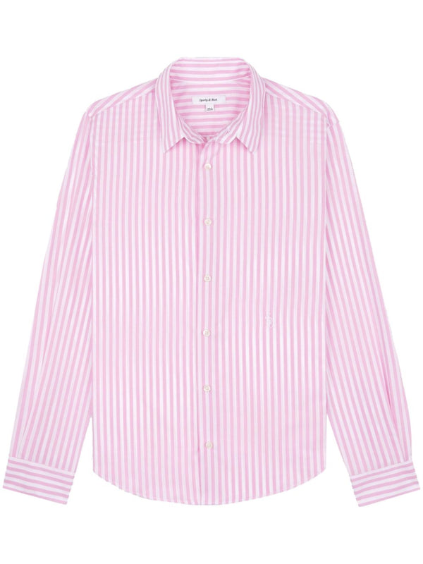logo-embroidered striped shirt