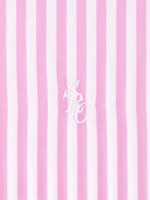 logo-embroidered striped shirt