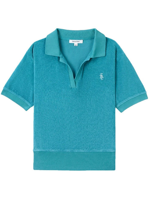 embroidered-logo terry polo shirt