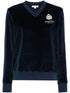 logo-appliqué velour sweatshirt